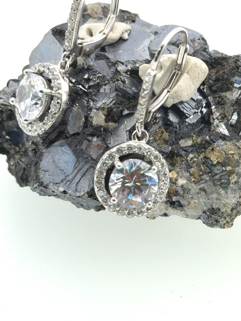 Sterling silver and cubic zirconia drop earrings